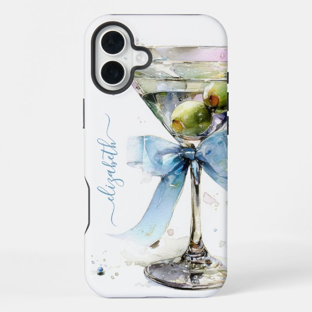 Coque iPhone Martini Élégant Monogrammé (Verso)