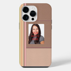 Coque Pour Pour iPhone 14 Pro Max Mauve Cadre élégant avec photo personnalisée