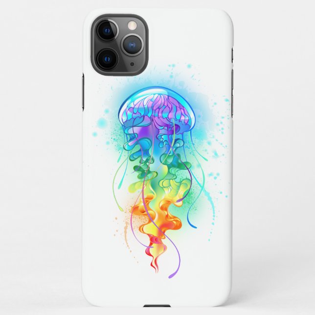 Coque iPhone Méduse arc-en-ciel (Dos)