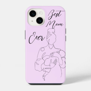 Coque Pour iPhone 14 Meilleure maman jamais tendance une ligne de la mè