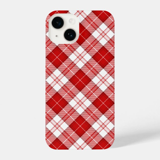 Coque iPhone Menzies tartan rouge blanc plaid (Verso)