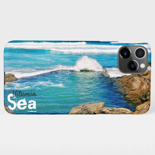 Coque iPhone Mer de vitamine, vagues turquoise avec éclaboussur (Dos Horizontal)