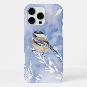 Coque iPhone 16 Pro Max Mésange à l'aquarelle forêt neige hiver oiseau