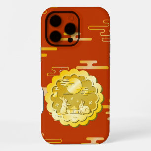 Coque iPhone 16 Pro Max Mi-automne Festival Gold Mooncake Moon Rabbit