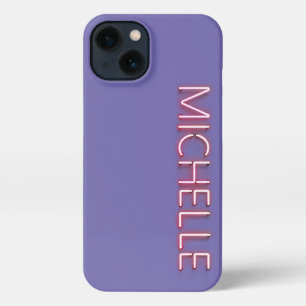 Etui iPhone 13 Michelle nom dans lumière néon brillante nouveauté