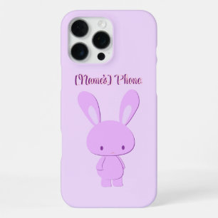 Coque iPhone 16 Pro Max Mignon Kawaii Pastel Violet Lapin Debout Personnal