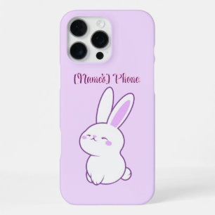 Coque iPhone 16 Pro Max Mignon Kawaii Pastel Violet Lapin Endormi Personna