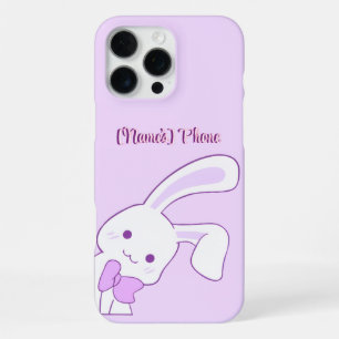 Coque iPhone 16 Pro Max Mignon Kawaii Pastel Violet Lapin Oreilles Tombant