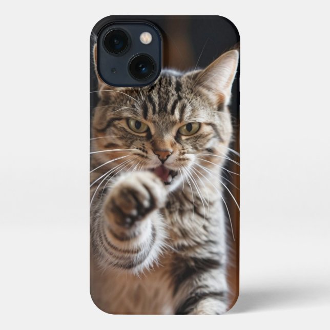 Coque iPhone Mignonne chatte lance un punch (Verso)
