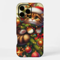 Mignonne, malicieuse chatte dans le sapin de Noël