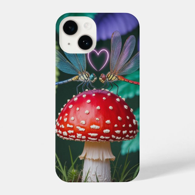 Coque iPhone Mignonnes libellules sur un champignon - (Verso)