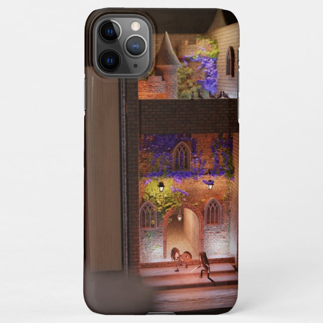 Coque iPhone Miniature livre nook diorama - combat d'épée (Dos)