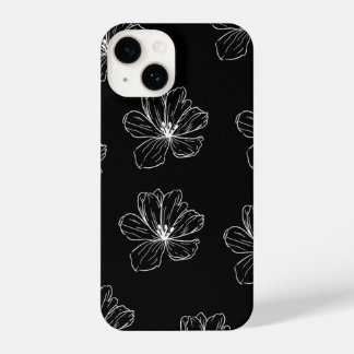 Coque Pour iPhone 14 Minimal Black Floral Line Art