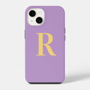 Coque Pour iPhone 14 Minimal Monogramme Moderne Lilas Violet