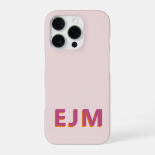 Coque iPhone 16 Pro Minimaliste Moderne Monogramme Initial Rose