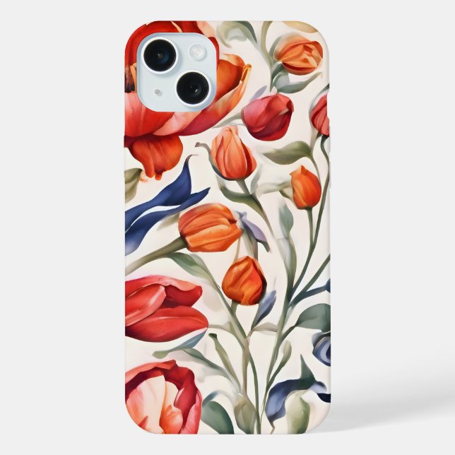 Coque iPhone Modèle de conception de WC Fleurs de Tulipe (Verso)