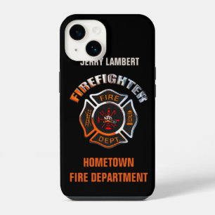 Coque Pour iPhone 14 Modèle de nom Chrome du département des incendies