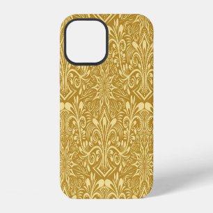 Coque iPhone 12 Modèle Floral Baroque Damas d'or