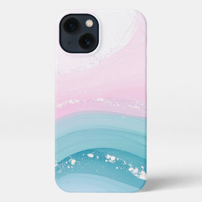 Coque iPhone Modern Stone Dusty Blue Marble (Verso)