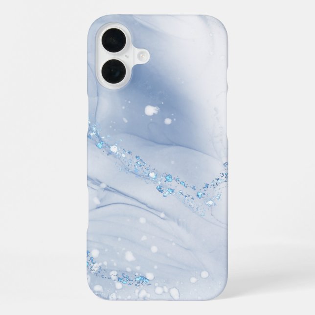 Coque iPhone Modern Stone Dusty Blue Marble (Verso)