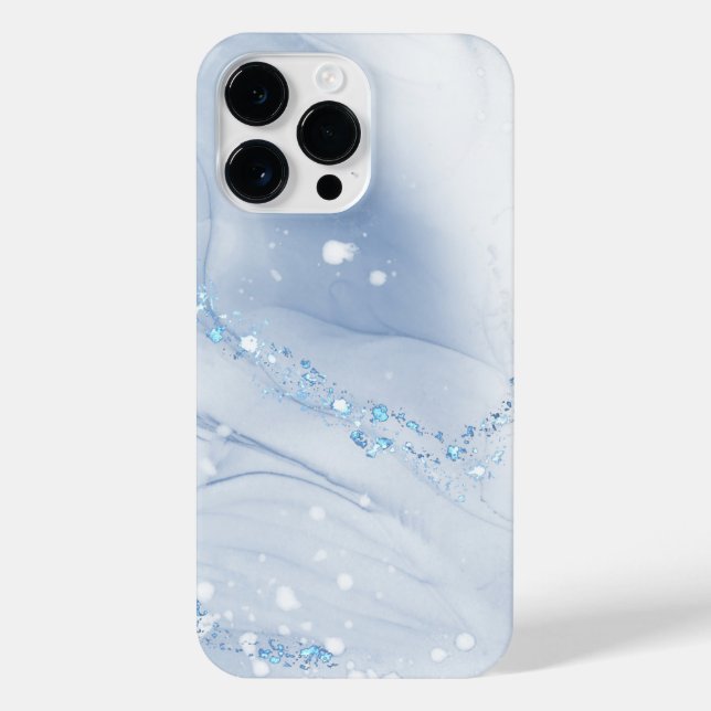 Coque iPhone Modern Stone Dusty Blue Marble (Verso)
