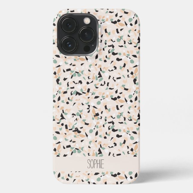 Coque iPhone Moderne Abstrait Neutral Pastel Terrazzo Motif (Verso)