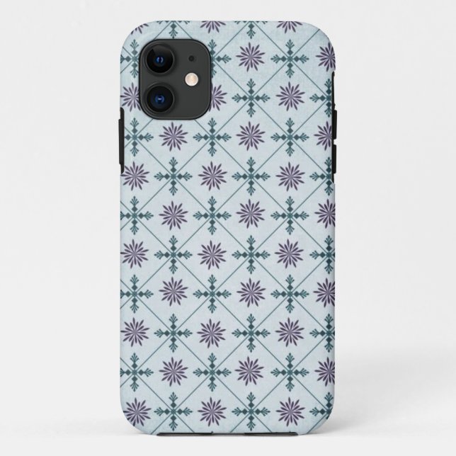 Coque iphone moderne Blue Damask (Dos)