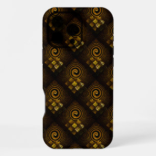 Coque iPhone 16 Pro Max Moderne Bohème Élégant Motif d'Art Abstrait Doré #