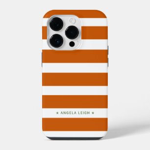 Coque Pour iPhone 14 Plus Moderne Burning Orange and White Cabana Stripes