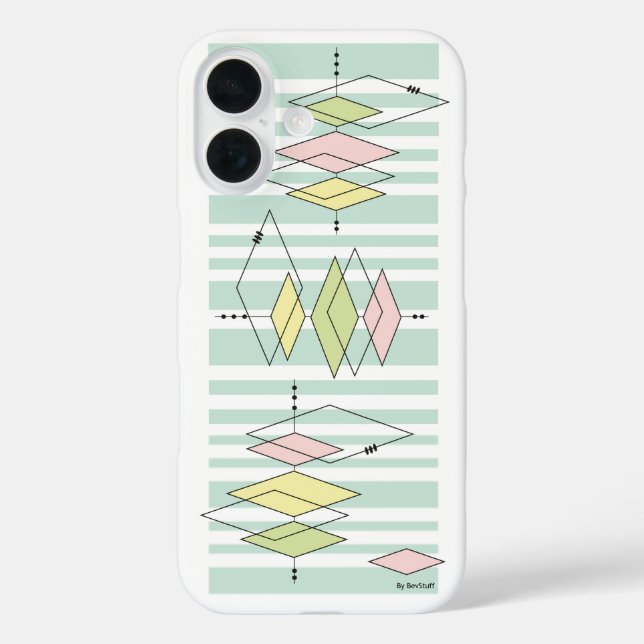 Coque iphone moderne géométrique rétro du milieu d (Verso)