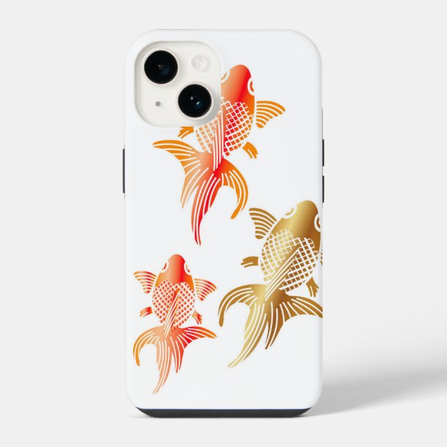 Coque iPhone Moderne Goldfish White iPhone 14 Coques (Verso)