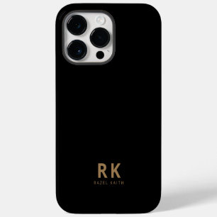 Coque Pour Pour iPhone 14 Pro Max Moderne Minimaliste Tendance Noir Or Deux Monogram