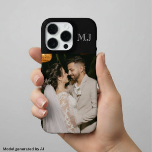 Coque iPhone 16 Pro Moderne Monogramme 1 Photo Noir de Minuit