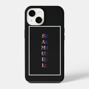 Coque Pour iPhone 14 Moderne Monogramme Vertical Noir Blanc