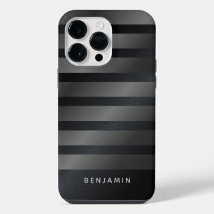 Coque Pour Pour iPhone 14 Pro Max Moderne noir et gris monogrammé