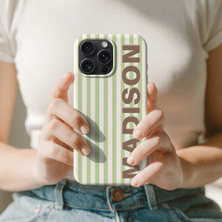 Coque iPhone 16 Pro Max Moderne Nom de Professeur d'Infirmière Rayé au Pas