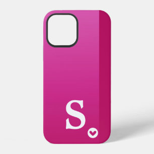 Coque iPhone 12 Monogram Féminin Cœur Violet Simple Moderne Chic C