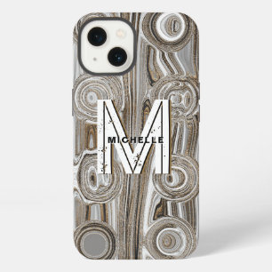 Etui iPhone 13 Monogram White & Gold Parties scintillant Funky Re