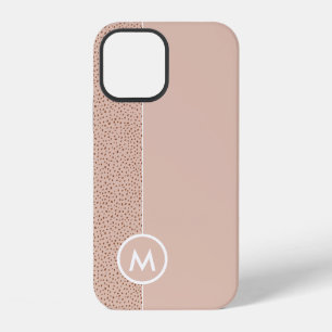 Coque iPhone 12 Monogramme beige tendance avec Boho en terre cuite