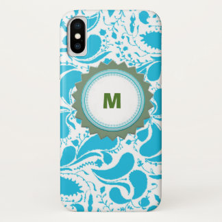 Coque iphone Monogramme bleu