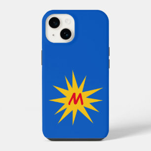 Coque Pour iPhone 14 Monogramme Blue Starburst