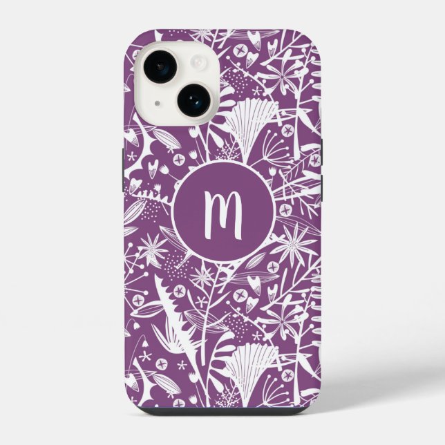 Coque iPhone Monogramme Botanique Violet (Verso)