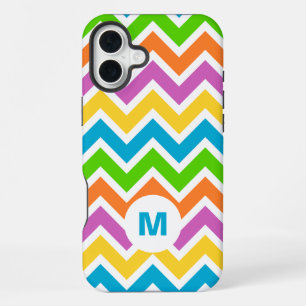 Coque iPhone 16 Plus Monogramme Chevron Arc-en-ciel Clair