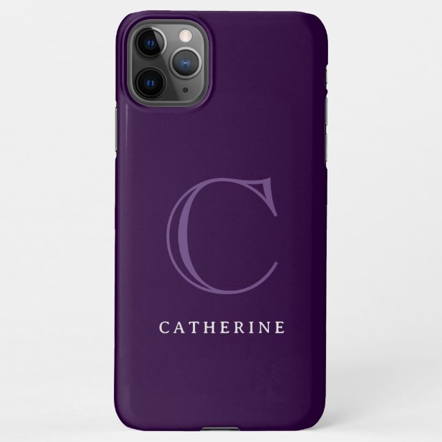 Coque iPhone Monogramme classique simple de purple de minuit (Dos)
