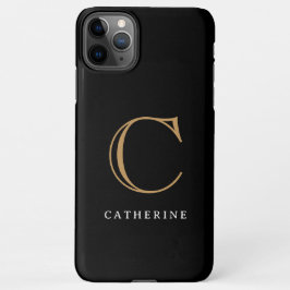 Coque iPhone 11Pro Max Monogramme classique simple en noir et or