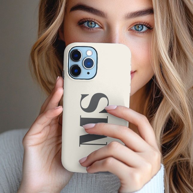 Coque iPhone Monogramme de crème simple initial (Créateur téléchargé)