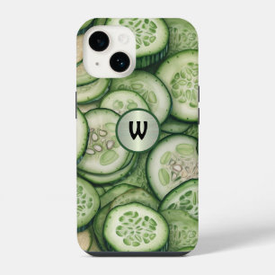Coque Pour iPhone 14 Monogramme de légume vert Cool as Cucumbers
