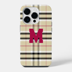 Coque Pour iPhone 14 Plus Monogramme de mode préppie beige personnalisé