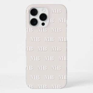 Coque iPhone 16 Pro Max Monogramme de motif initial beige moderne minimali