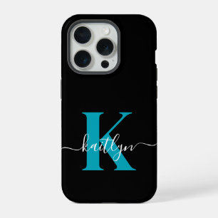 Monogramme de script sarcelle noir moderne